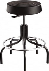 Bevco - 14 Inch Wide x 14-1/2 Inch Deep x 25 Inch High, Tubular Steel Base, Adjustable Height Swivel Stool - Polyurethane Seat, Black - Caliber Tooling