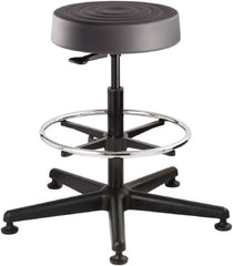 Bevco - 14 Inch Wide x 14-1/2 Inch Deep x 28-1/4 Inch High, Reinforced Black Nylon Base, Adjustable Height Swivel Stool - Polyurethane Seat, Graphite - Caliber Tooling