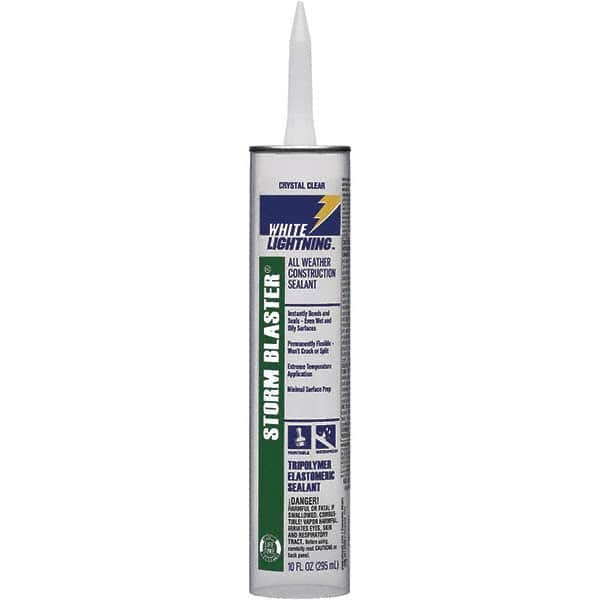 White Lightning - 10 oz Tube Clear Tetrachloroethylene Caulk - -40 to 180°F Operating Temp, 120 min Tack Free Dry Time, 96 hr Full Cure Time - Caliber Tooling