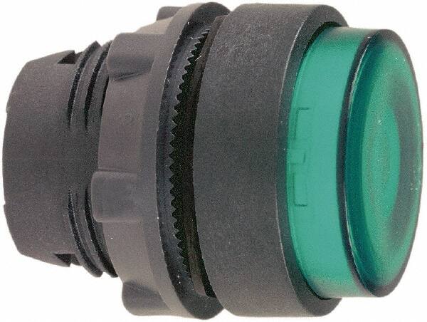 Schneider Electric - 22mm Mount Hole, Extended Straight, Pushbutton Switch Only - Round, Green Pushbutton, Illuminated, Maintained (MA) - Caliber Tooling