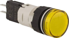 Schneider Electric - 48-120 VAC/VDC Yellow Lens LED Pilot Light - Round Lens, Quick Connect Connector, 18mm Wide, Vibration Resistant - Caliber Tooling