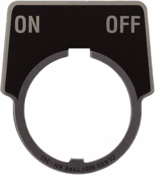 Schneider Electric - Aluminum Legend Plate - On-Off - Black Background, 30mm Hole Diameter, 1-3/4 Inch Wide - Caliber Tooling