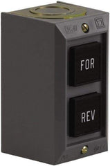 Schneider Electric - 2 Operator, Projecting Pushbutton Control Station - Forward, Reverse (Legend), Momentary Switch, 2NO Contact, NEMA 1 - Caliber Tooling