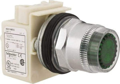 Schneider Electric - 1.18 Inch Mount Hole, Extended Straight, Pushbutton Switch Only - Round, Green Pushbutton, Illuminated, Momentary (MO), Weatherproof, Dust and Oil Resistant - Caliber Tooling