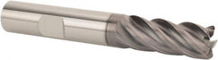 SGS - 1" Diam, Variable Pitch, 1-1/2" LOC, 5 Flute Solid Carbide 0.03" Corner Radius Roughing End Mill - AlTiN Finish, 4" OAL, 1" Shank Diam, Single End, 37° Helix - Caliber Tooling