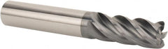 SGS - 1/2" Diam, Variable Pitch, 1-1/4" LOC, 5 Flute Solid Carbide 0.03" Corner Radius Roughing End Mill - AlTiN Finish, 3-1/4" OAL, 1/2" Shank Diam, Single End, 37° Helix - Caliber Tooling