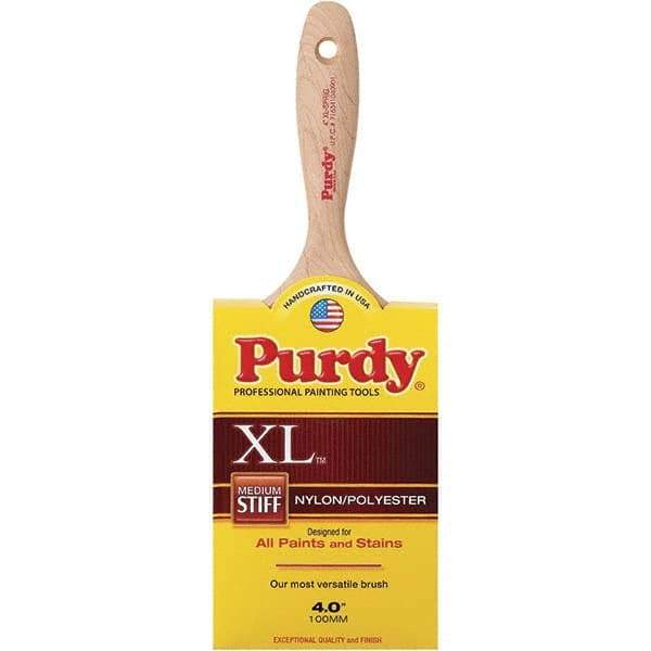 Purdy - 4" Flat Synthetic Trim Brush - 3-11/16" Bristle Length, 3-3/16" Wood Beavertail Handle - Caliber Tooling