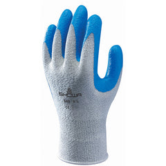 10- gauge engineered cut resistant fiber nitrile palm coating HPPE gray with blue coating textured finish ANSI CUT LEVEL 2/small - Caliber Tooling