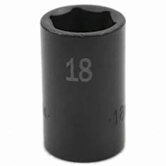 SK - Impact Socket - 3/8"DR 6PT 18MM SEMI-DEEP IMPACT SOCKET - Caliber Tooling