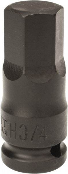 Paramount - 1/2" Drive, 3/4" Impact Hex Bit Socket - 1-1/2" Bit Length, 2-3/8" OAL - Caliber Tooling