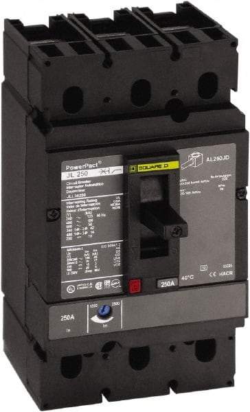 Square D - 150 Amp, 250 VDC, 600 VAC, 2 Pole, Panel Mount Molded Case Circuit Breaker - Thermal Magnetic Trip, Multiple Breaking Capacity Ratings, 4-4/0 AWG - Caliber Tooling