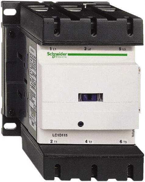 Schneider Electric - 3 Pole, 120 Coil VAC at 50/60 Hz, 115 Amp at 440 VAC, Nonreversible IEC Contactor - Bureau Veritas, CCC, CSA, CSA C22.2 No. 14, DNV, EN/IEC 60947-4-1, EN/IEC 60947-5-1, GL, GOST, LROS, RINA, RoHS Compliant, UL 508, UL Listed - Caliber Tooling