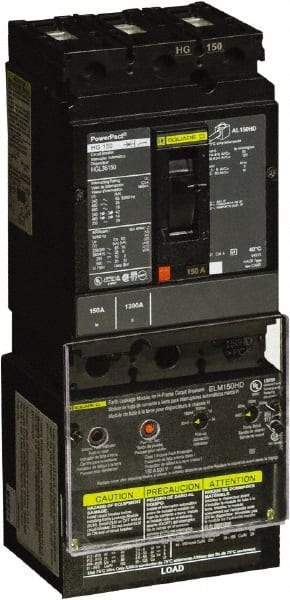 Square D - 150 Amp, 250 VDC, 600 VAC, 3 Pole, Panel Mount Molded Case Circuit Breaker - Thermal Magnetic Trip, Multiple Breaking Capacity Ratings, 14-3/0 AWG - Caliber Tooling