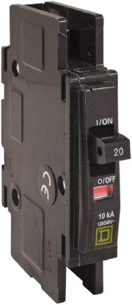 Square D - 45 Amp, 120/240 VAC, 1 Pole, DIN Rail Mounted, Flush Mount, Surface Mount Miniature Circuit Breaker - Thermal Magnetic Trip, 10 kA at 120/240 VAC Breaking Capacity, 14-2 (Aluminum), 14-2 (Copper) AWG, 74mm Deep x 103mm High x 19mm Wide - Caliber Tooling