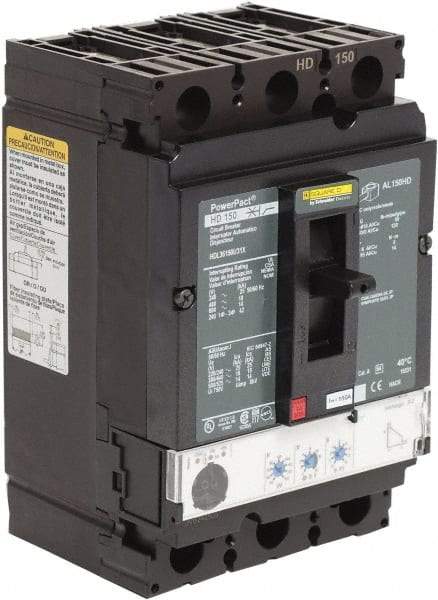 Square D - 150 Amp, 600 VAC, 3 Pole, Panel Mount Molded Case Circuit Breaker - Electronic Trip, Multiple Breaking Capacity Ratings, 14-3/0 AWG - Caliber Tooling