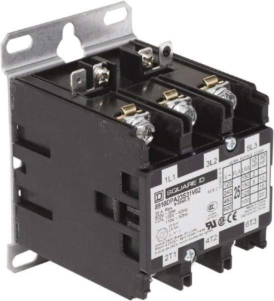 Square D - 3 Pole, 25 Amp Inductive Load, Definite Purpose Contactor - 35 Amp Resistive Rating - Caliber Tooling