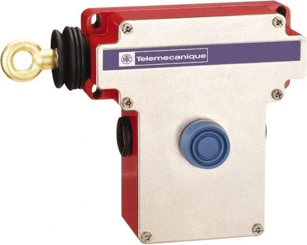 Telemecanique Sensors - 10 Amp, 2NC Configuration, Left Hand Operation, Rope Operated Limit Switch - Pushbutton Reset, Rope Pull, No Pilot Light, 300 VAC - Caliber Tooling