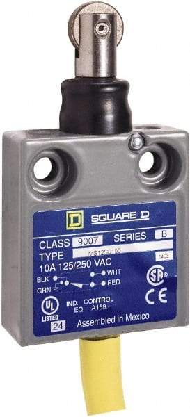 Square D - SPDT, NC/NO, 240 VAC, Prewired Terminal, Roller Plunger Actuator, General Purpose Limit Switch - 1, 2, 4, 6, 6P NEMA Rating, IP67 IPR Rating, 80 Ounce Operating Force - Caliber Tooling