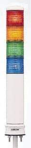 Schneider Electric - Blue, Green, Orange & Red LED Flashing & Steady Stackable Tower Light with Buzzer - 70 to 85 dB, Base Mount, IP54, 24V, 14 to 122°F - Caliber Tooling