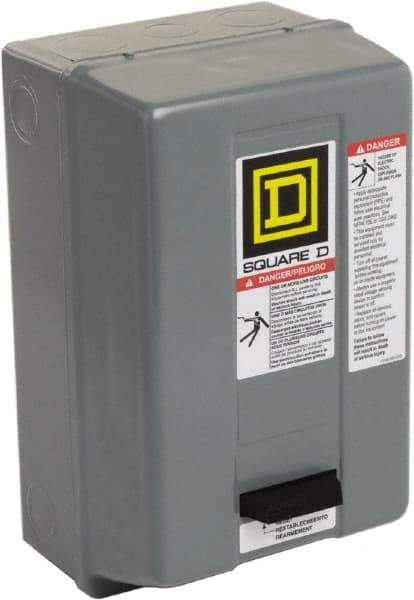 Square D - 110 Coil VAC at 50 Hz, 120 Coil VAC at 60 Hz, 27 Amp, NEMA Size 1, Nonreversible Enclosed Enclosure NEMA Motor Starter - 10 hp at 1 Phase, 1 Enclosure Rating - Caliber Tooling