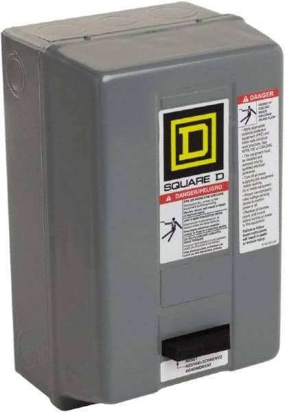 Square D - 110 Coil VAC at 50 Hz, 120 Coil VAC at 60 Hz, 9 Amp, Nonreversible Enclosed Enclosure NEMA Motor Starter - 1/3 hp at 1 Phase, 1 Enclosure Rating - Caliber Tooling