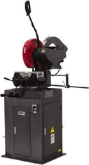 Jet - 2 Cutting Speeds, 350mm Blade Diam, Cold Saw - 1,750 & 3,500 RPM Blade Speed, Floor Machine, 3 Phase, Compatible with Non-Ferrous Material - Caliber Tooling