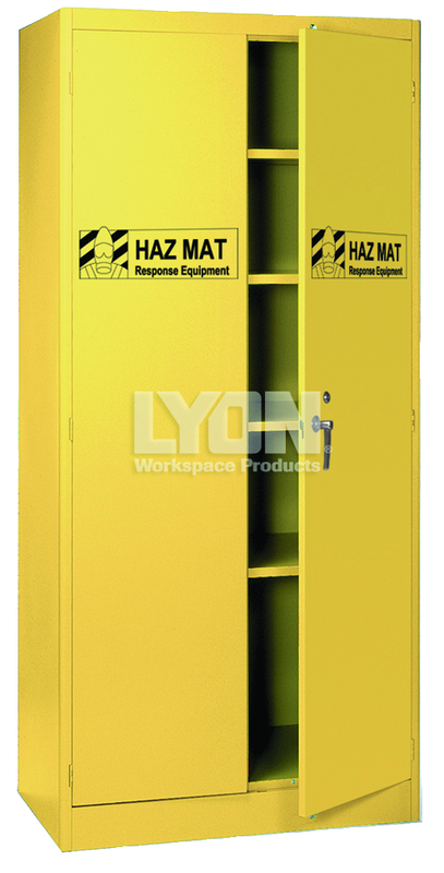 HazMat Cabinet - #5460HM - 36 x 24 x 78" - Setup with 4 shelves - Yellow only - Caliber Tooling