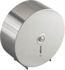 Bobrick - Jumbo Single Roll Stainless Steel Toilet Tissue Dispenser - 10.63" Wide x 10-5/8" High x 4-1/2" Deep, Silver - Caliber Tooling