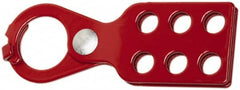 Ability One - Single Jaw, 1" Jaw Diam, 6 PadLocks, Steel Lockout Hasp - Scissor Action, Red - Caliber Tooling