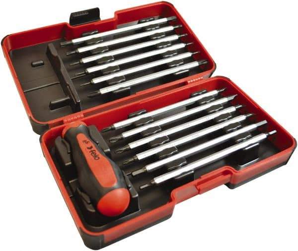 Felo - 13 Piece, 1/4" Drive Screwdriver Bit Set - #1 to #3 Phillips, 3 to 6mm Hex, T6 to T40 Torx, #1, #2 & #3 Pozidriv, 5/32, 7/32 & 1/4" Slotted - Caliber Tooling