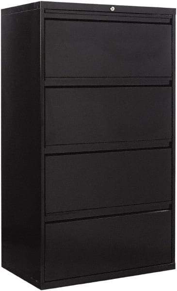 ALERA - 30" Wide x 53-1/4" High x 19-1/4" Deep, 4 Drawer Lateral File - Steel, Black - Caliber Tooling