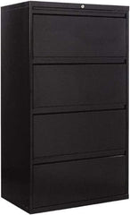 ALERA - 30" Wide x 53-1/4" High x 19-1/4" Deep, 4 Drawer Lateral File - Steel, Black - Caliber Tooling