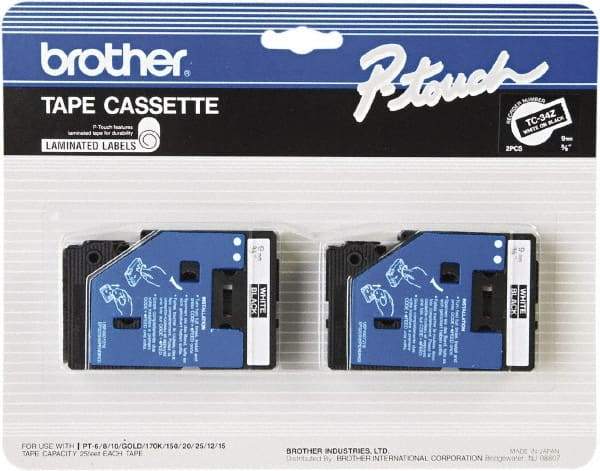 Brother - 3/8" Wide x 300" Long, Black Tape Cassette - For Label Maker - Caliber Tooling