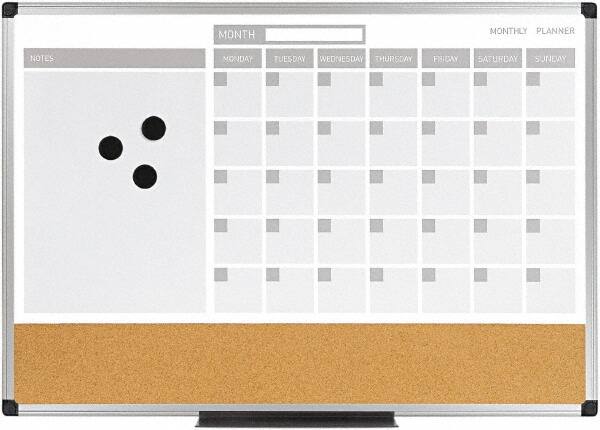 MasterVision - 18" High x 24" Wide Combination, Bulletin/Magnetic Dry Erase Calendar - Steel - Caliber Tooling