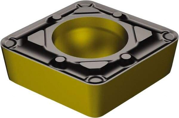 Sandvik Coromant - CCMT21.52 WF Grade 3225 Carbide Turning Insert - TiCN/AI2O3/TiN Finish, 80° Diamond, 1/4" Inscr Circle, 3/32" Thick, 1/32" Corner Radius - Caliber Tooling