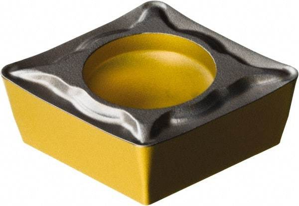 Sandvik Coromant - CPMT32.5 UM Grade 1515 Carbide Turning Insert - TiCN/Al2O3/TiN Finish, 80° Diamond, 3/8" Inscr Circle, 5/32" Thick, 0.2mm Corner Radius - Caliber Tooling