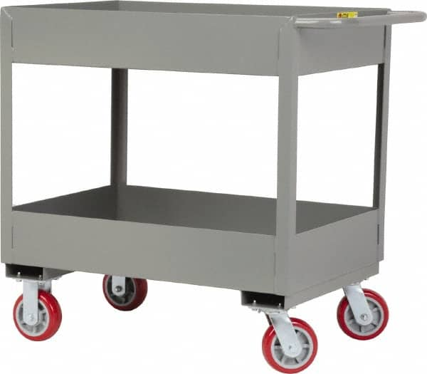 Little Giant - 3,600 Lb Capacity, 24" Wide x 53-1/2" Long x 36-1/2" High Deep Shelf Cart - 2 Shelf, Steel, 2 Rigid/2 Swivel Casters - Caliber Tooling