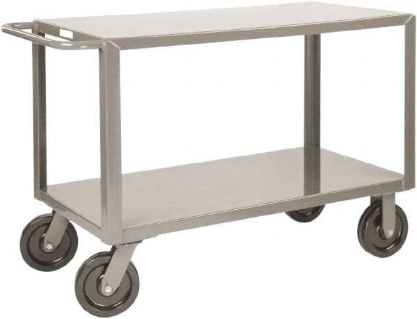 Little Giant - 5,000 Lb Capacity, 36" Wide x 77-1/2" Long x 36" High Heavy Duty Service Cart - 2 Shelf, Steel, 2 Rigid/2 Swivel Casters - Caliber Tooling