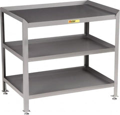 Little Giant - No Drawers, 3 Shelf Workstation - 2,000 Lb Capacity, Steel with Flush Front Edge Top, Gray, 24" Wide x 39" High x 36" Long - Caliber Tooling