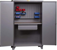 Little Giant - 1 Drawer, Cabinet Work Center - Steel with Flush Front Edge Top, Gray, 48" Wide x 78" High x 27" Long - Caliber Tooling