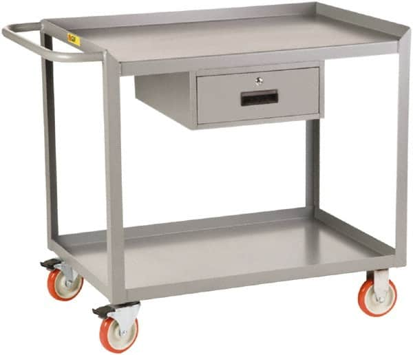 Little Giant - 1,200 Lb Capacity, 2 Shelf, 2 Drawer Mobile Workbench - 36" Wide x 24" Deep x 35-1/2" High, Steel - Caliber Tooling