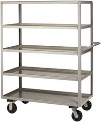 Little Giant - 3,600 Lb Capacity, 5 Shelf, Steel Shelf Truck - 65-1/2" Long x 30" Wide x 65" High, 6" Diam Phenolic Wheels - Caliber Tooling