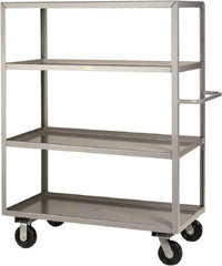 Little Giant - 3,600 Lb Capacity, 4 Shelf, Steel Shelf Truck - 53-1/2" Long x 30" Wide x 65" High, 6" Diam Phenolic Wheels - Caliber Tooling