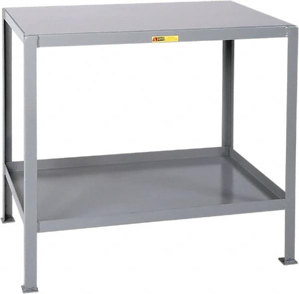 Little Giant - 24 Wide x 18" Deep x 32-1/2" High, 12 Gauge Steel Heavy-Duty Machine Table - Fixed Legs, Gray - Caliber Tooling