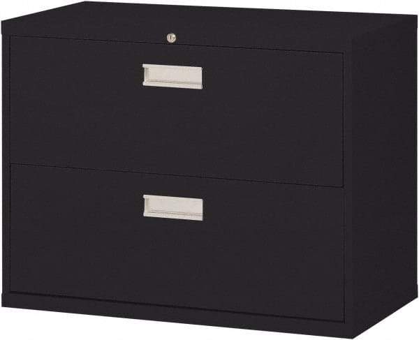 Sandusky Atlantic - 36" Wide x 28-3/8" High x 19-1/4" Deep, 2 Drawer Lateral File with Lock - Steel, Black - Caliber Tooling