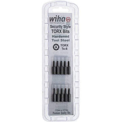 Wiha - 1/4" Drive T8 Tamperproof Torx Screwdriver Bit - 1" OAL, Tamper Resistant Bit - Caliber Tooling