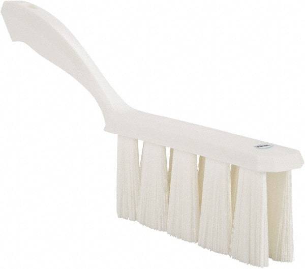 Vikan - 3.9" Bristle Length, Polyester Cleaning & Finishing Brush - 3" Long x 6-1/2" Wide Head, 13" OAL, Easy Grip Handle, White, Polypropylene Block - Caliber Tooling