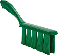 Vikan - 3.9" Bristle Length, Polyester Cleaning & Finishing Brush - 3" Long x 6-1/2" Wide Head, 13" OAL, Easy Grip Handle, Green, Polypropylene Block - Caliber Tooling