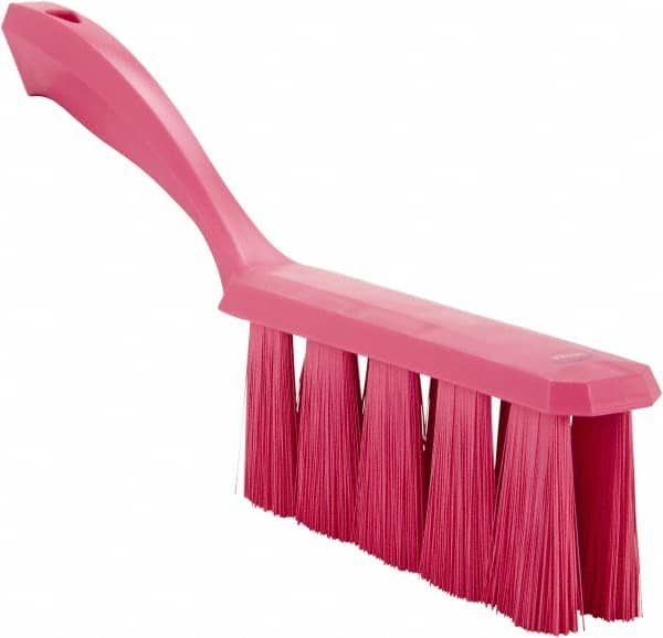 Vikan - 3.9" Bristle Length, Polyester Cleaning & Finishing Brush - 3" Long x 6-1/2" Wide Head, 13" OAL, Easy Grip Handle, Pink, Polypropylene Block - Caliber Tooling