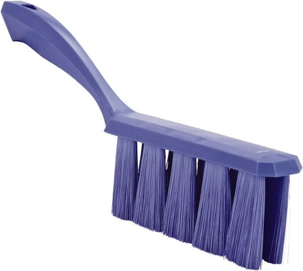 Vikan - 3.9" Bristle Length, Polyester Cleaning & Finishing Brush - 3" Long x 1-1/2" Wide Head, 13" OAL, Easy Grip Handle, Purple, Polypropylene Block - Caliber Tooling